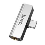 Adapter audio HOCO LS26 audio konvertor z USB-C na Jack 3,5mm + USB-C, stříbrná