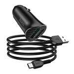 Adapter CL HOCO NZ4 Wise Road, 2x USB 2,4A, 24W, kabel USB-C, černá