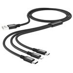 Data kabel HOCO X14 Times speed, 3v1, Lightning/ microUSB/USB-C, 1m, černá