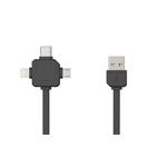 Data kabel PowerCube USBcable USB-C CABLE, Black, multi-vidlice (MicroUSB, Apple Lithning, USB-C), kabel 1,5 m