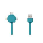Data kabel PowerCube USBcable USB-C CABLE, Blue, multi-vidlice (MicroUSB, Apple Lightning, USB-C), kabel 1,5 m