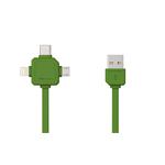 Data kabel PowerCube USBcable USB-C CABLE, Green, multi-vidlice (MicroUSB, Apple Lithning, USB-C), kabel 1,5 m
