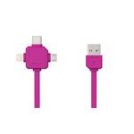 Data kabel PowerCube USBcable USB-C CABLE, Pink, multi-vidlice (MicroUSB, Apple Lithning, USB-C), kabel 1,5 m