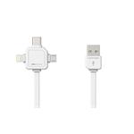 Data kabel PowerCube USBcable USB-C CABLE, White, multi-vidlice (MicroUSB, Apple Lightning, USB-C), kabel 1,5 m