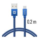 Data kabel SWISSTEN Textile USB-C 0,2 m, modrá