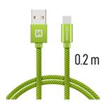 Data kabel SWISSTEN Textile USB-C 0,2 m, zelená