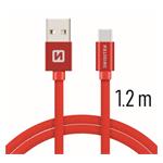 Data kabel SWISSTEN Textile USB-C 1,2 m, červená
