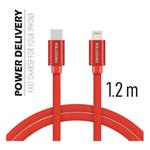 Data kabel SWISSTEN Textile USB-C/Lightning 1,2m, červená