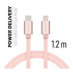 Data kabel SWISSTEN Textile USB-C/Lightning 1,2m, růžově zlatá