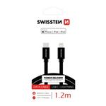 Data kabel SWISSTEN Textile USB-C/Lightning (PD) MFI 1,2 m, černá 